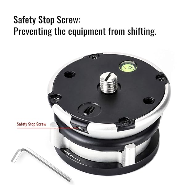 SUNWAYFOTO Sunwayfoto DYH-68 Leveling Base Tripod Head: 22 lbs Load Capacity for Stable Photography - View 5 of 11