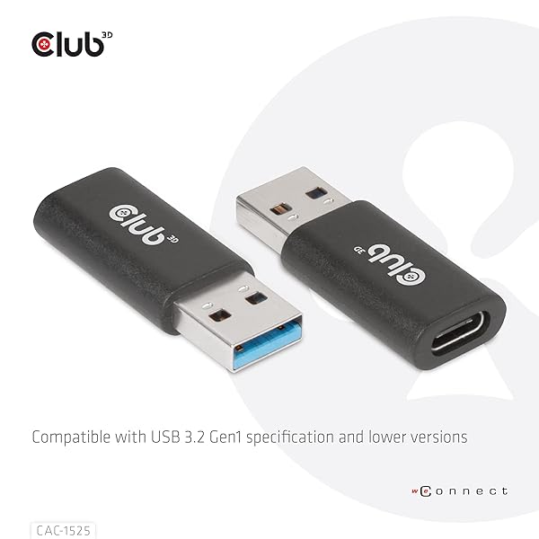 Club 3D Club3D USB 3.2 to USB-C Male Female Adapter Black High Speed Connectivity - View 8 of 8