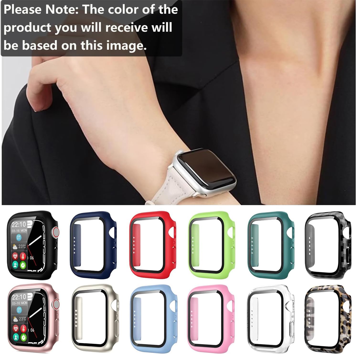 Pocoukate Pocoukate 12 Pack Case 40mm with Tempered Glass Screen Protector Hard PC for Apple Watch Series SE 3 6 5 4 40mm, iWatch Accessories Full - View 2 of 7