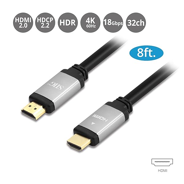 SIIG SIIG 4K High Speed HDMI Cable 8ft HDMI 2.0 Supports 4K at 60Hz HDCP 2.2 HDR for Optimal Video Quality - View 2 of 7