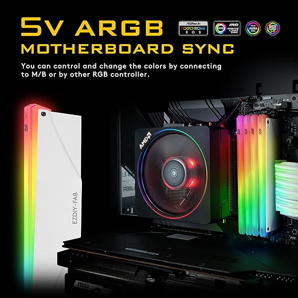 EZDIY-FAB EZDIY-FAB 5V ARGB RAM Cooler DDR Heatsink for DIY PC Game MOD Compatible with Aura Sync RGB Fusion Mystic Light Sync 2 Pack White - View 2 of 7