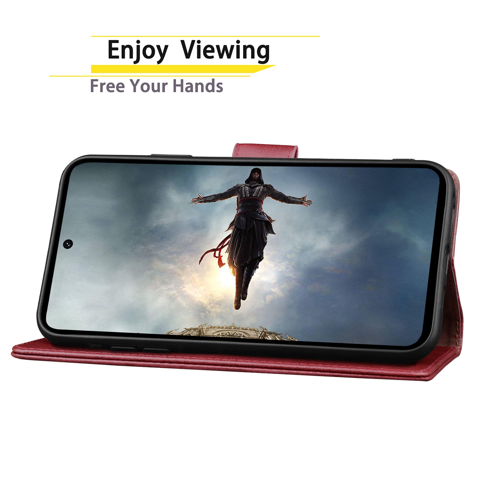 SUANPOT Suanpot Samsung Galaxy S21 FE Wallet Case RFID Blocking Credit Card Holder PU Leather Flip Folio Cover for Men and Women Red - View 7 of 7