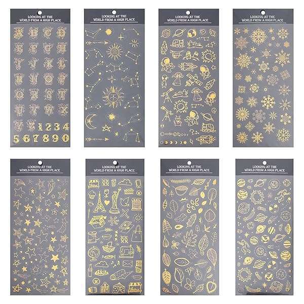 OLYCRAFT 8PCS Self-Adhesive Star & Snowflake Stickers for Scrapbooking, Laptops & Personalization