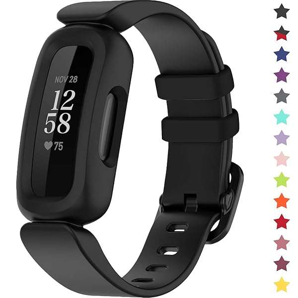TopPerfekt TopPerfekt Soft Silicone Bands for Fitbit Ace 3 Kids - Waterproof Sports Strap Replacement (Black)