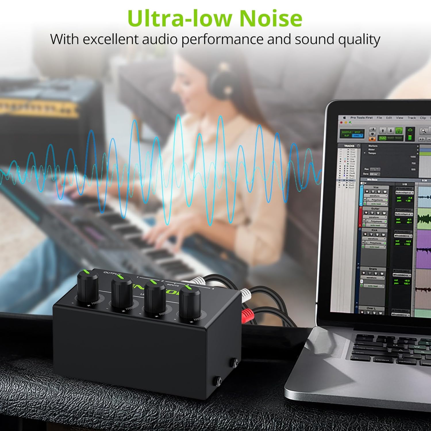 LiNKFOR LiNKFOR 4 Channel Stereo Audio Mixer CX400 Metal Shell Support RCA Input and Output Mini Passive Stereo Mixer with Separate Volume Controls - View 5 of 9