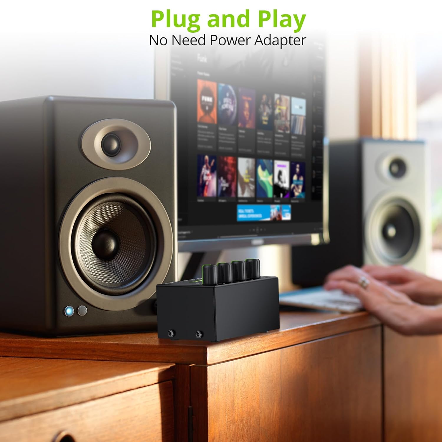 LiNKFOR LiNKFOR 4 Channel Stereo Audio Mixer CX400 Metal Shell Support RCA Input and Output Mini Passive Stereo Mixer with Separate Volume Controls - View 7 of 9