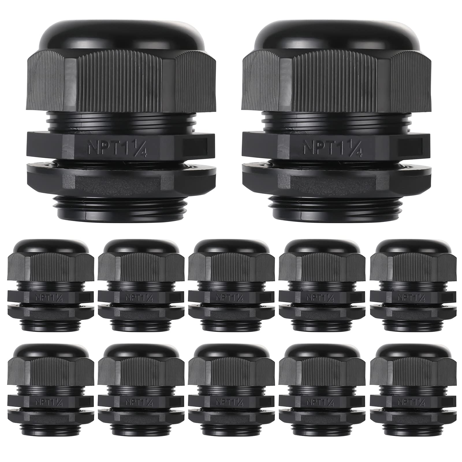 PENGLIN PENGLIN Cable Glands 1-1 4" NPT Nylon Cable Connector, Strain Relief Cord Connector, IP68 Waterproof Adjustable Locknut(1-1 4 Inch (12-Pack))