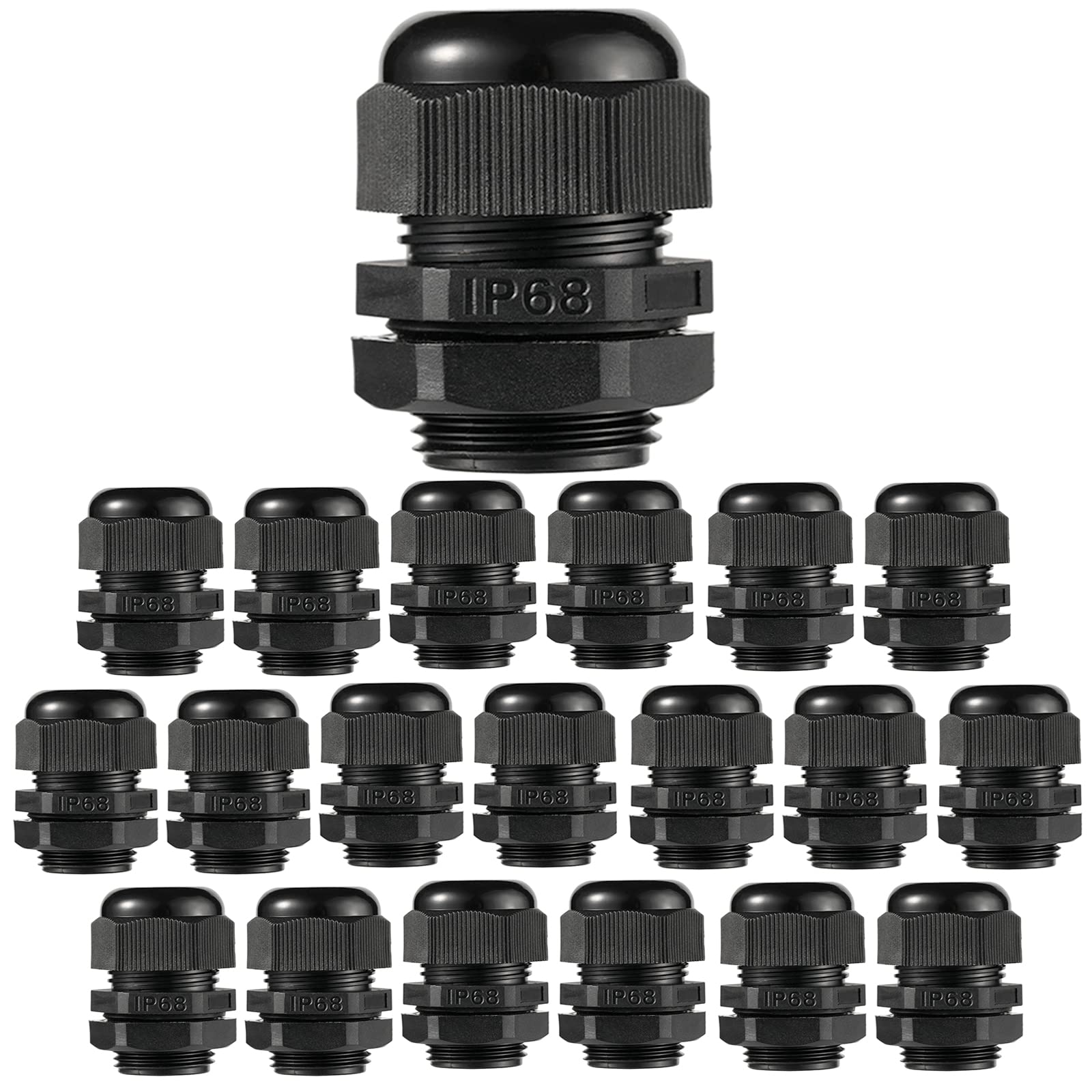 PENGLIN PENGLIN Cable Glands 1" NPT Nylon Cable Connector, Strain Relief Cord Connector, IP68 Waterproof Adjustable Locknut(1 Inch (20-Pack))