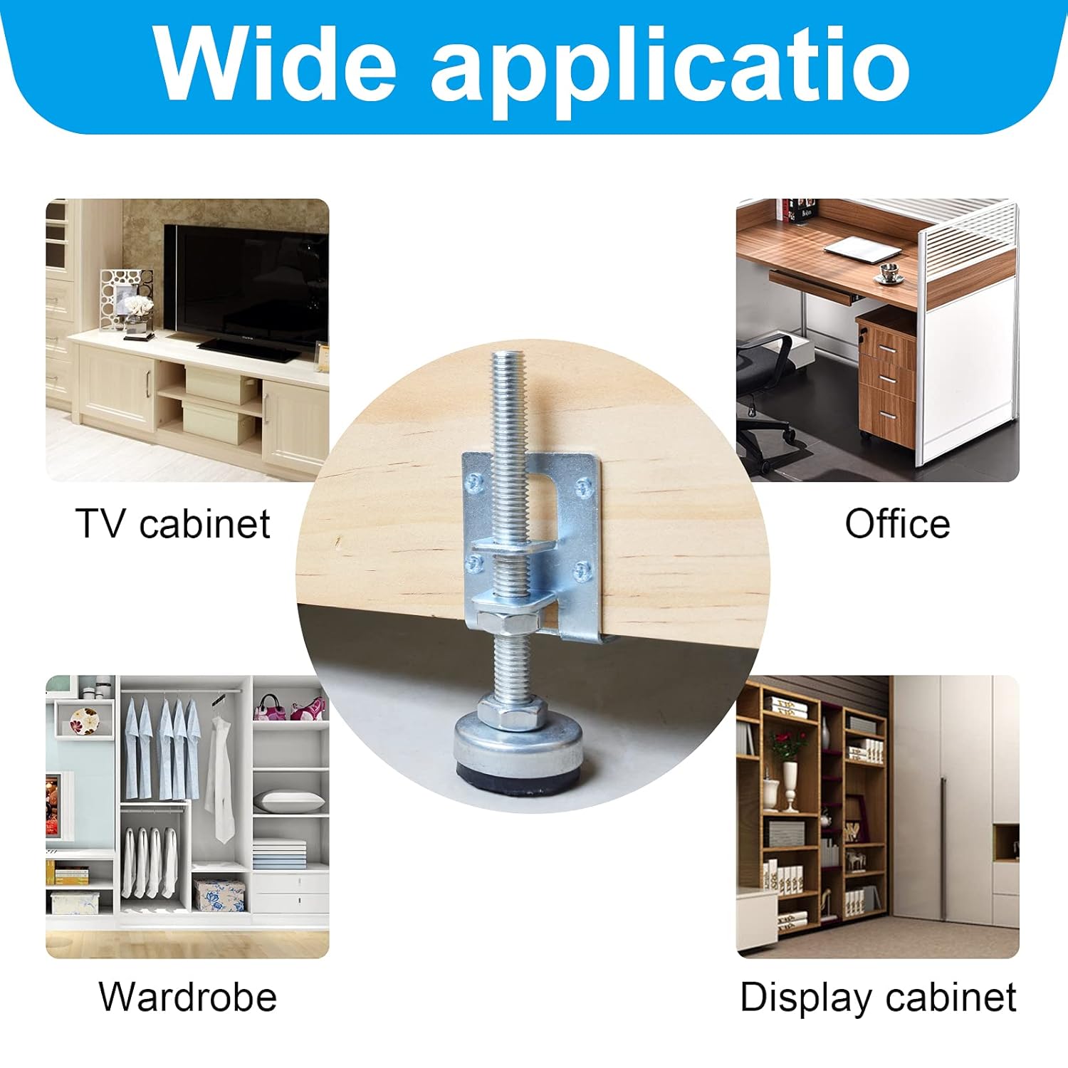 SUNMALL SUNMALL 4 Pack Heavy Duty Leveling Feet, Furniture Levelers Leg, Adjustable Table Legs Leveler for Furniture, Pool, Cabinets, Workbench, Machine, - View 5 of 6