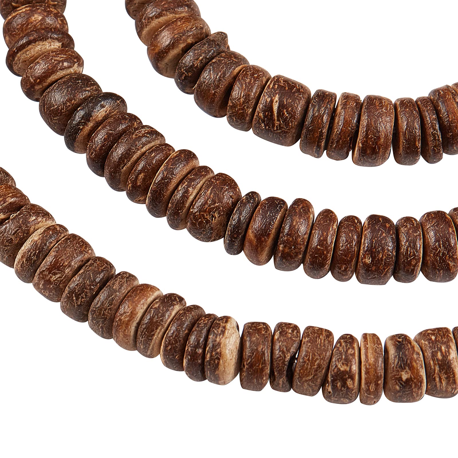 OLYCRAFT OLYCRAFT 428 Pieces Coconut Shell Beads 8mm Natural Coconut Shell Rondelle Beads Summer Beach Theme Flat Round Coconut Beads Strands for Bracelet - View 5 of 7