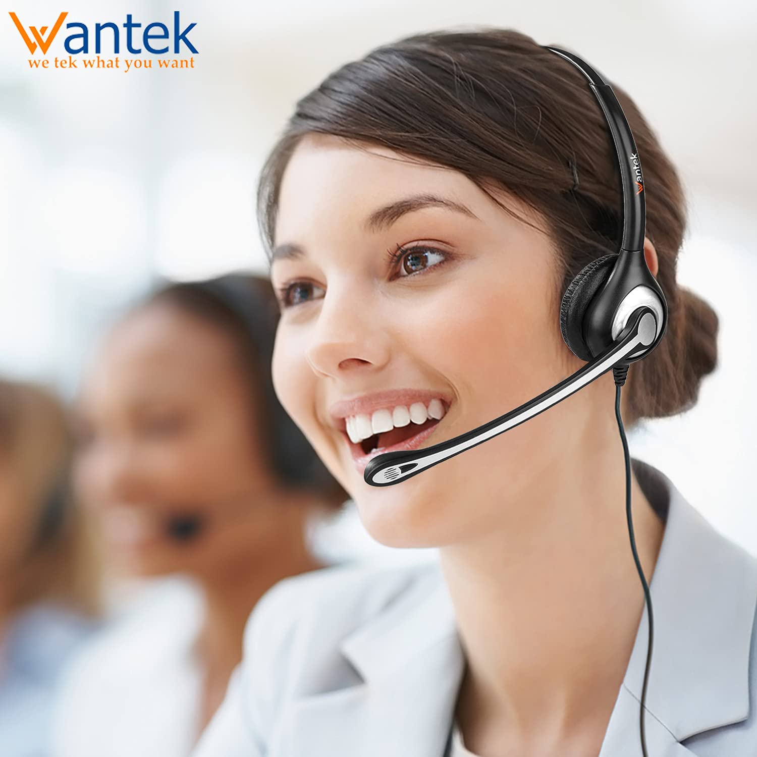 Wantek Wantek Noise Cancelling Phone Headset with Microphone Compatible with Yealink Avaya Grandstream Panasonic Snom for Office Use - View 2 of 7