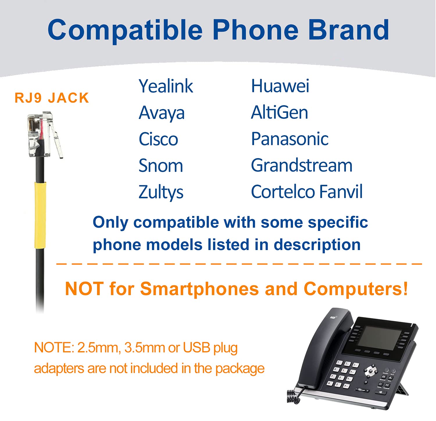 Wantek Wantek Noise Cancelling Phone Headset with Microphone Compatible with Yealink Avaya Grandstream Panasonic Snom for Office Use - View 3 of 7