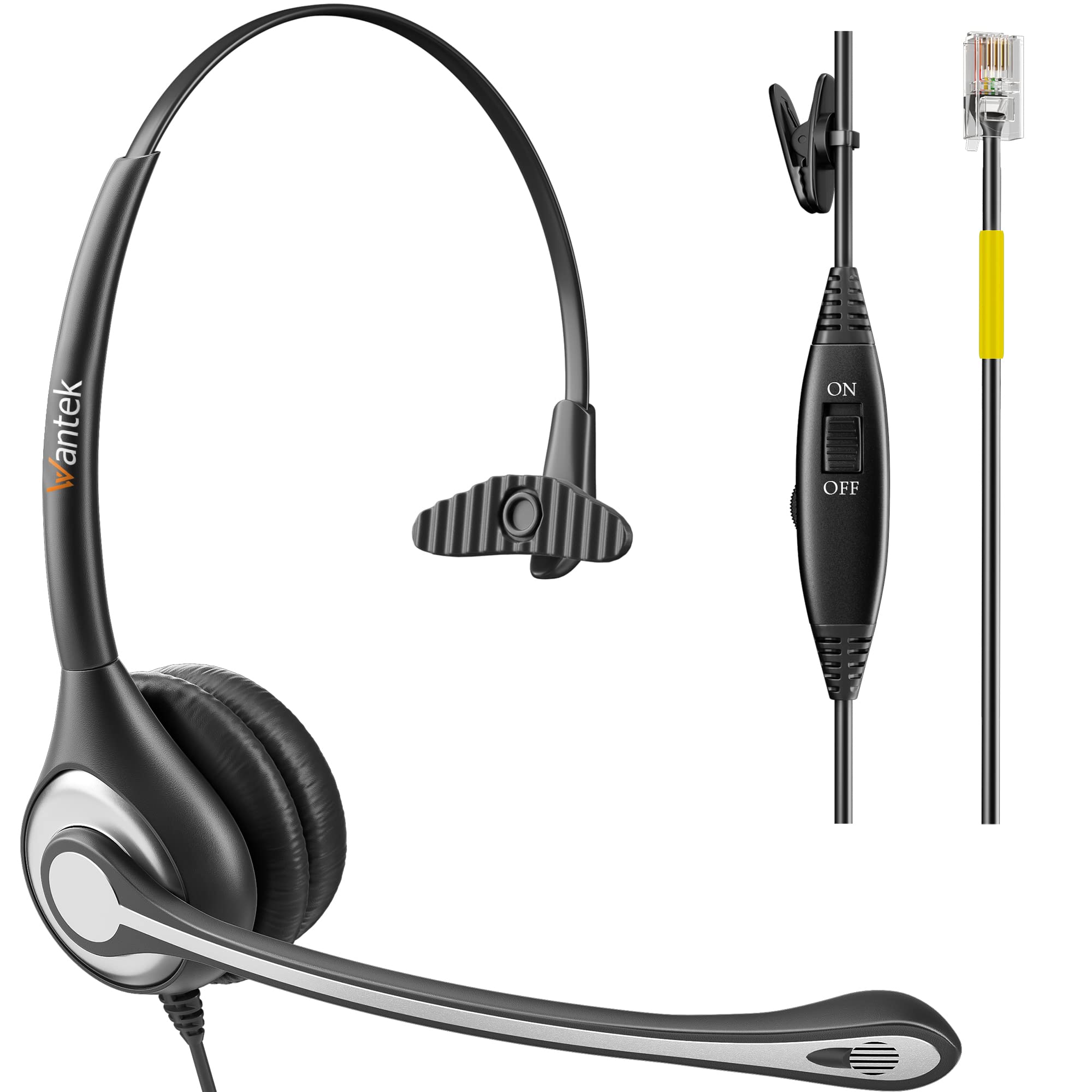 Wantek Wantek Noise Cancelling Phone Headset with Microphone Compatible with Yealink Avaya Grandstream Panasonic Snom for Office Use