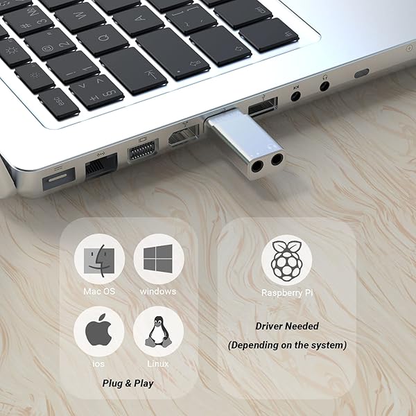 Cubilux Cubilux USB A to Dual Headphone Splitter with DAC - 3.5mm Stereo Audio Adapter for Lenovo, HP, Dell, Asus Laptops - View 9 of 9