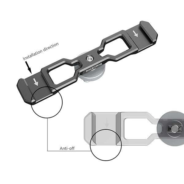 NICEYRIG NICEYRIG Cold Shoe Extension Bracket Dual Shoe Mount Multi-Function Bar for DSLR Camera and Monopod - View 3 of 9