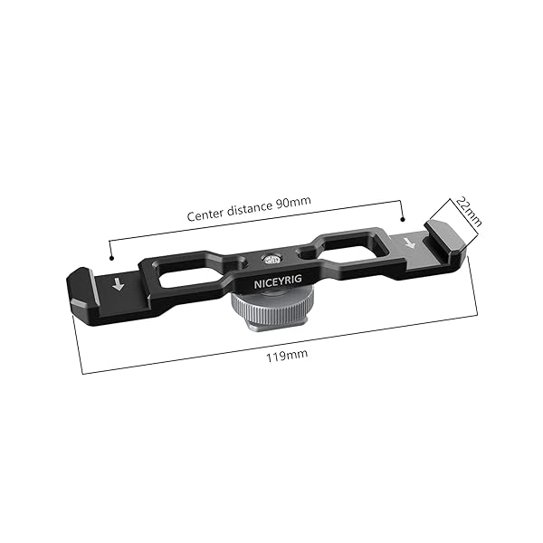 NICEYRIG NICEYRIG Cold Shoe Extension Bracket Dual Shoe Mount Multi-Function Bar for DSLR Camera and Monopod - View 5 of 9
