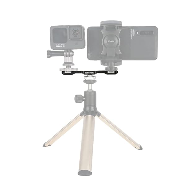 NICEYRIG NICEYRIG Cold Shoe Extension Bracket Dual Shoe Mount Multi-Function Bar for DSLR Camera and Monopod - View 7 of 9
