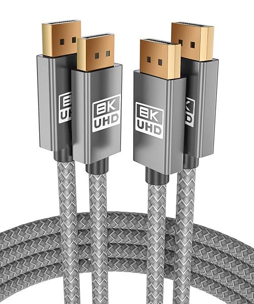 Itramax 8K 60Hz DisplayPort Cable 15FT 2-Pack Ultra High Speed for Laptop PC TV Gaming Monitor HBR3 32.4Gbps 4K 144Hz 2K 165Hz 1080P 240Hz
