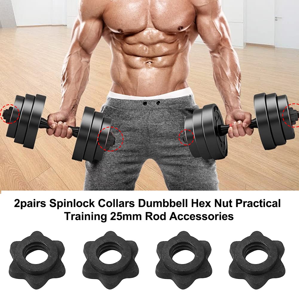 CALIDAKA CALIDAKA 4pcs Spinlock Collars, Dumbbell Hex Nut, Dumbbell Rod Nut, 1 Inch Standard Barbell Screw Collar, Nonslip Dumbbell Screw Clamps for Dumbell - View 4 of 7