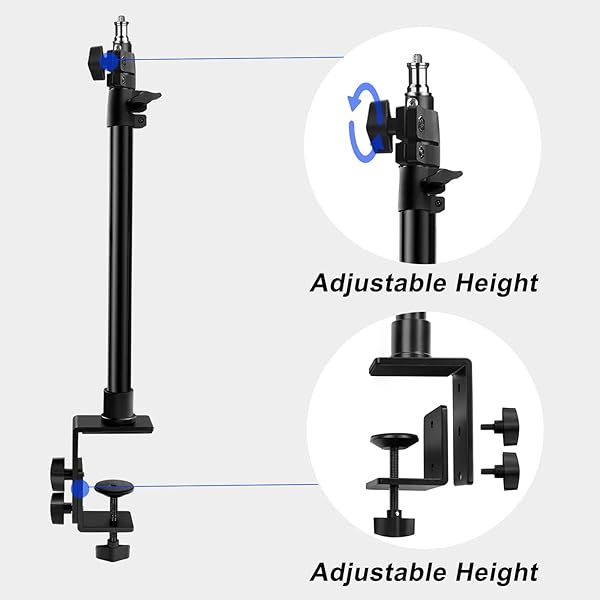 Obeamiu Obeamiu 2 Pack C Clamp Desk Mount Light Stand Adjustable 21-45 Inch for DSLR Camera Ring Light Video Monitor Microphone Webcam - View 3 of 7