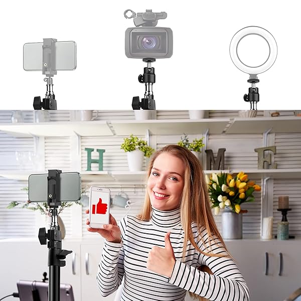 Obeamiu Obeamiu 2 Pack C Clamp Desk Mount Light Stand Adjustable 21-45 Inch for DSLR Camera Ring Light Video Monitor Microphone Webcam - View 4 of 7