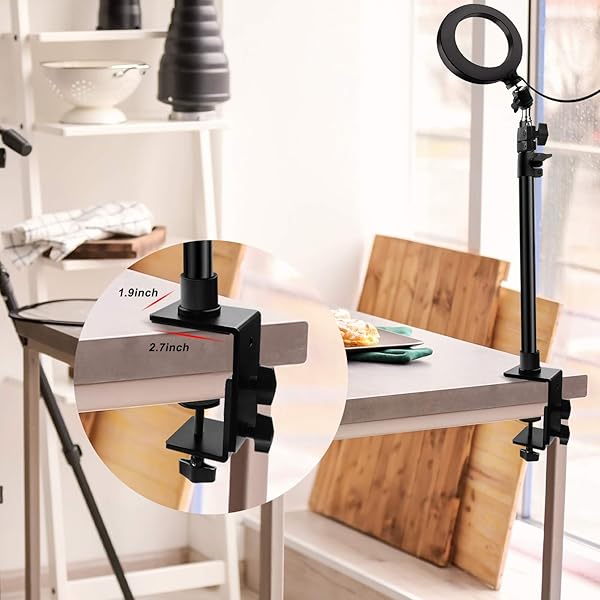 Obeamiu Obeamiu 2 Pack C Clamp Desk Mount Light Stand Adjustable 21-45 Inch for DSLR Camera Ring Light Video Monitor Microphone Webcam - View 5 of 7