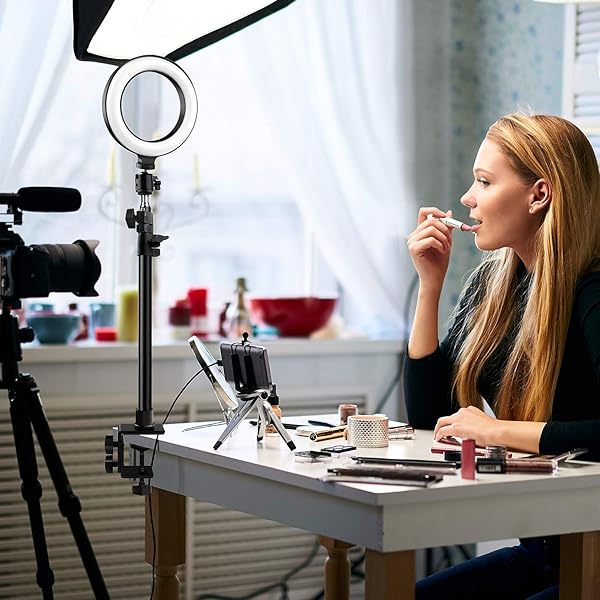 Obeamiu Obeamiu 2 Pack C Clamp Desk Mount Light Stand Adjustable 21-45 Inch for DSLR Camera Ring Light Video Monitor Microphone Webcam - View 7 of 7