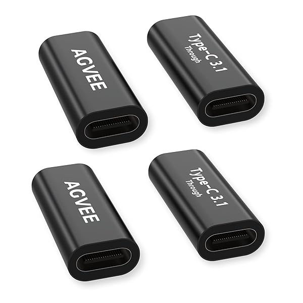 AGVEE AGVEE 2 Pack USB C Female to Female Adapter PD 100W Quick Charge USB 3.2 3.1 Gen2 Type C Data Coupler for MacBook Pixel S21 S20 S10 S9 Black