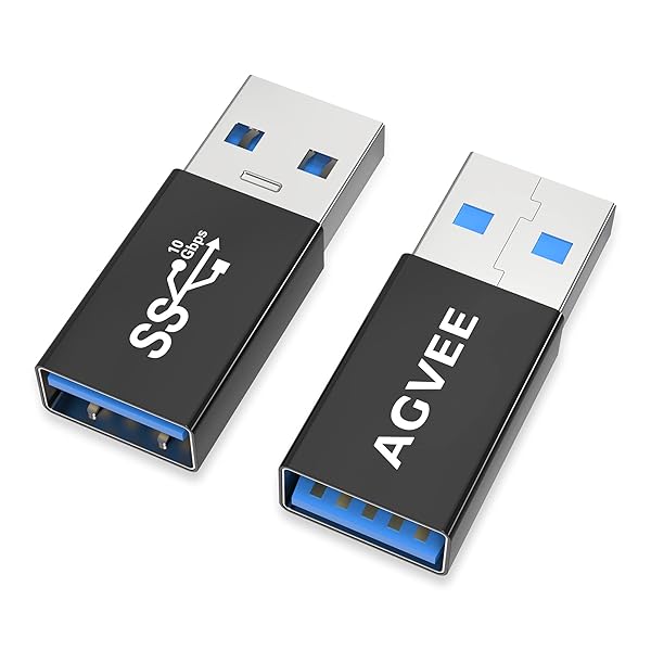 AGVEE AGVEE 4 Pack USB A 3.0 Female to Male Adapter Converter Coupler Extension Connector Black - View 2 of 7