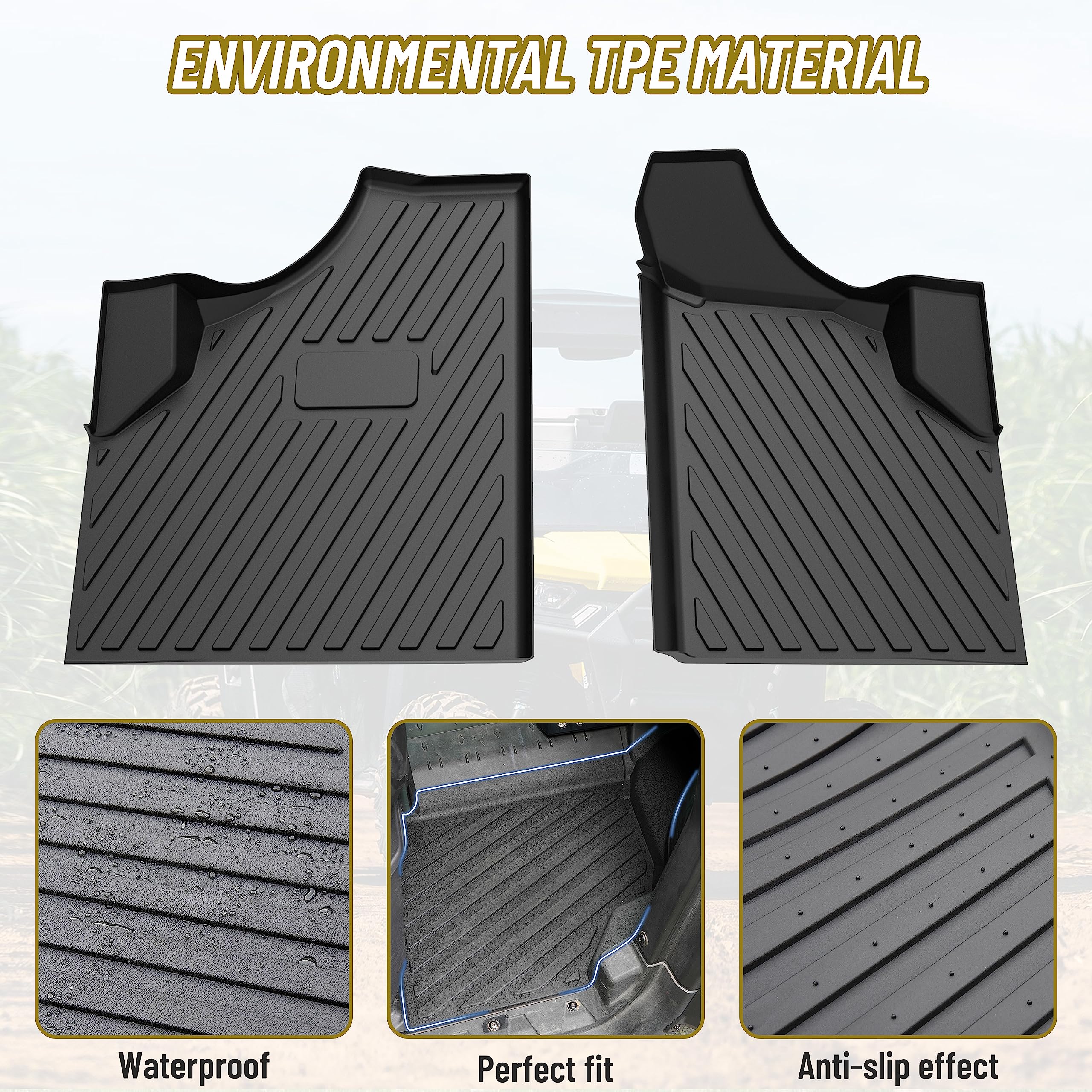 SAUTVS SAUTVS Floor Mats for Can Am Defender, TPE Front Row Floor Liners All Weather Protection Slush Mats for Can-Am Defender Defender MAX HD5 HD8 HD10 - View 2 of 9