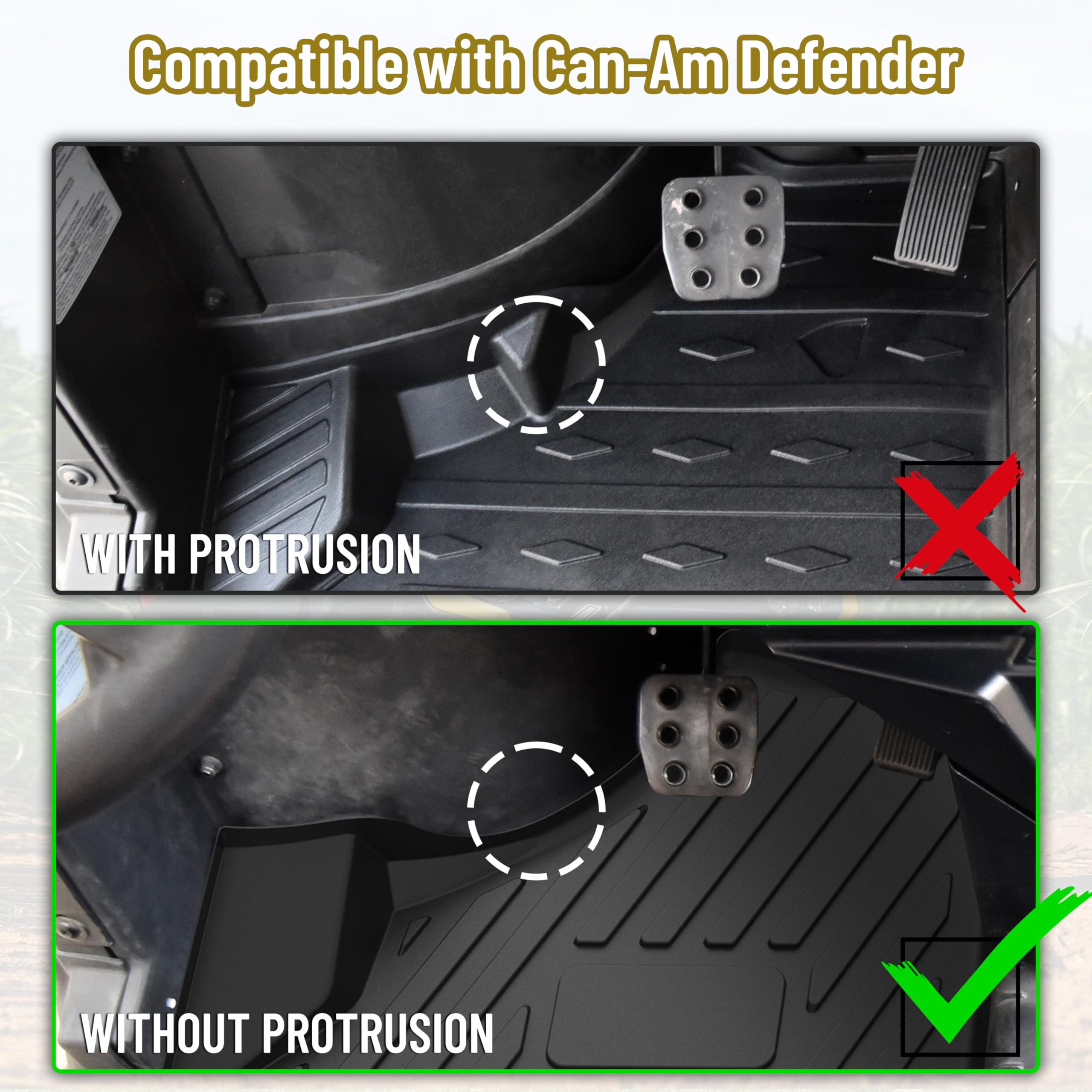 SAUTVS SAUTVS Floor Mats for Can Am Defender, TPE Front Row Floor Liners All Weather Protection Slush Mats for Can-Am Defender Defender MAX HD5 HD8 HD10 - View 4 of 9