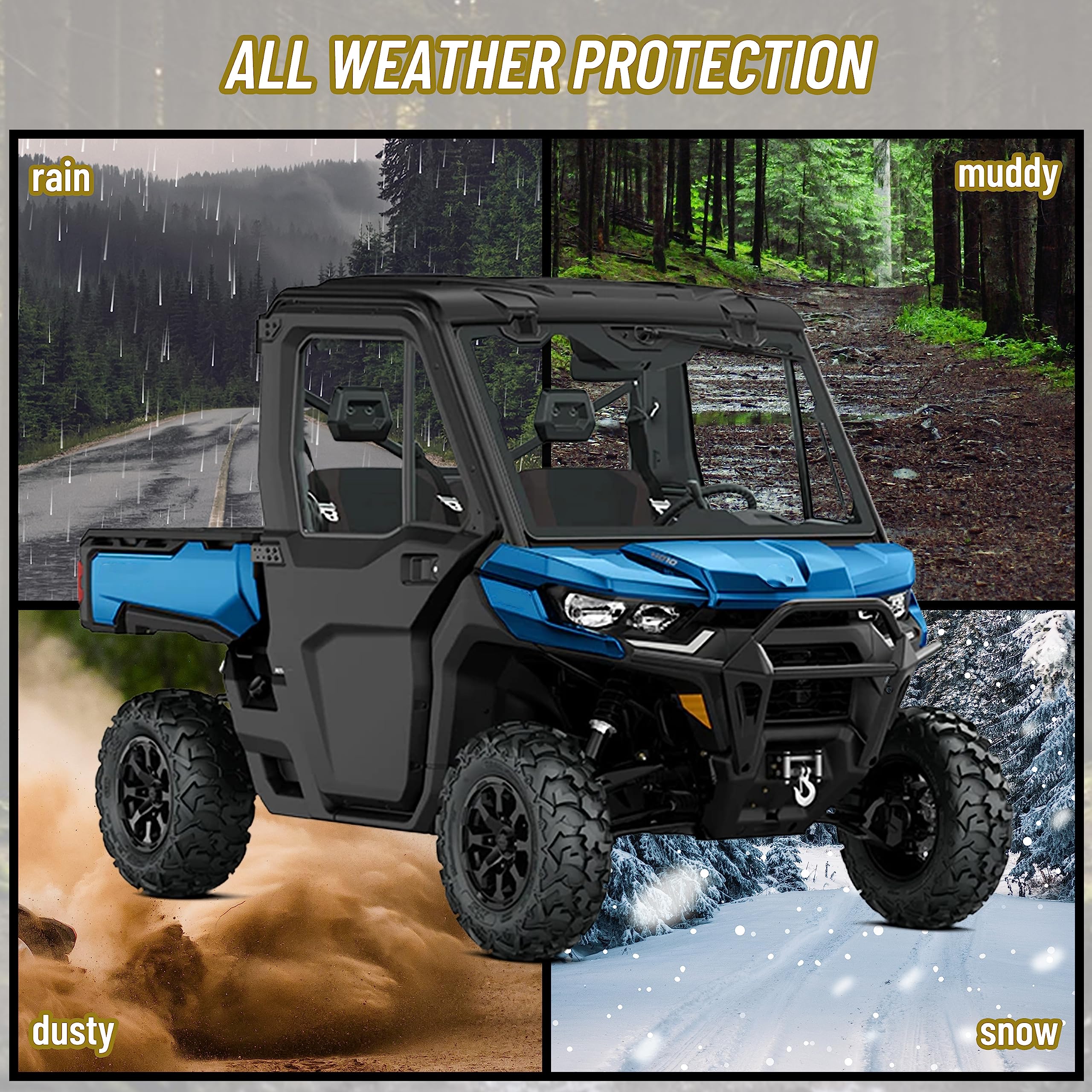 SAUTVS SAUTVS Floor Mats for Can Am Defender, TPE Front Row Floor Liners All Weather Protection Slush Mats for Can-Am Defender Defender MAX HD5 HD8 HD10 - View 6 of 9