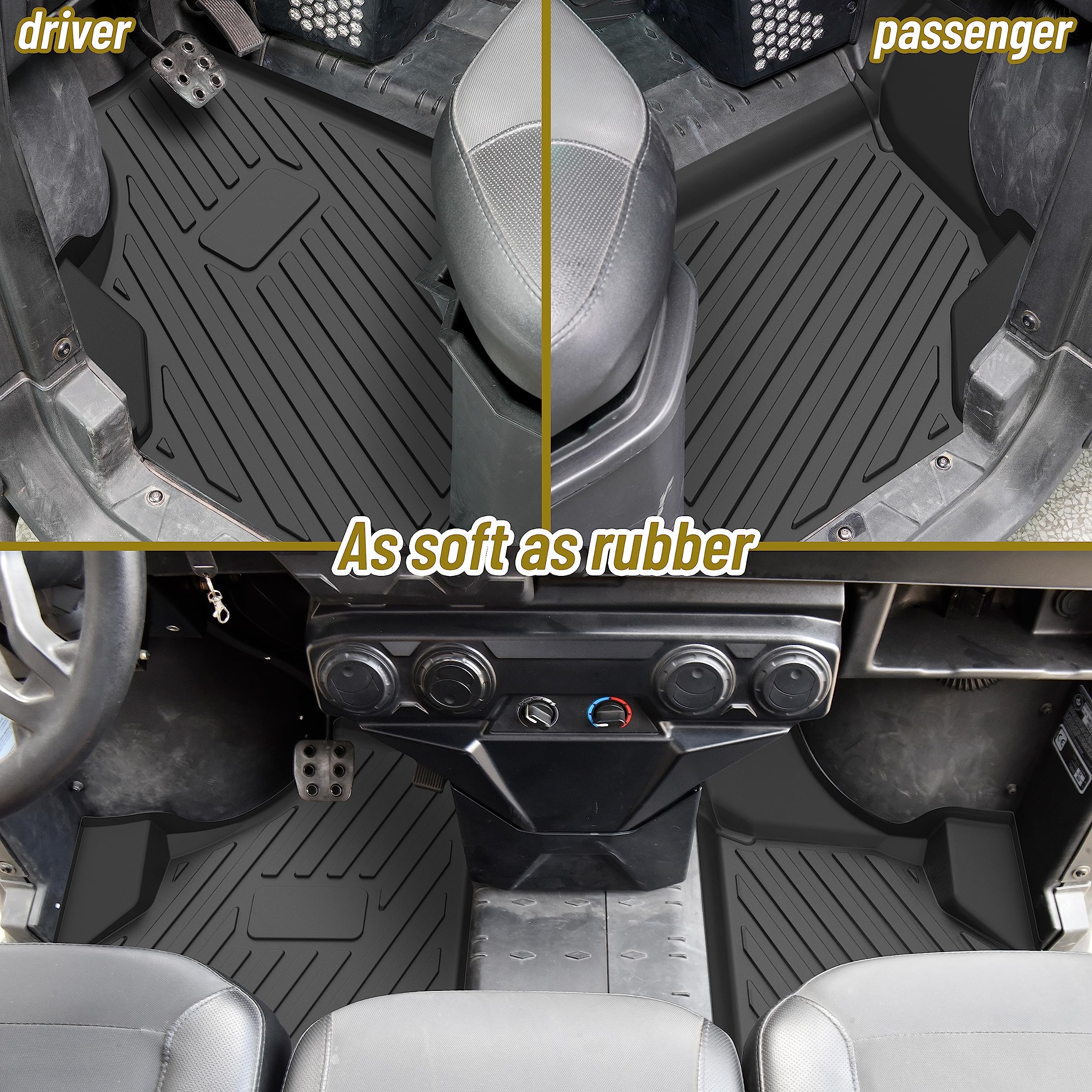 SAUTVS SAUTVS Floor Mats for Can Am Defender, TPE Front Row Floor Liners All Weather Protection Slush Mats for Can-Am Defender Defender MAX HD5 HD8 HD10 - View 7 of 9