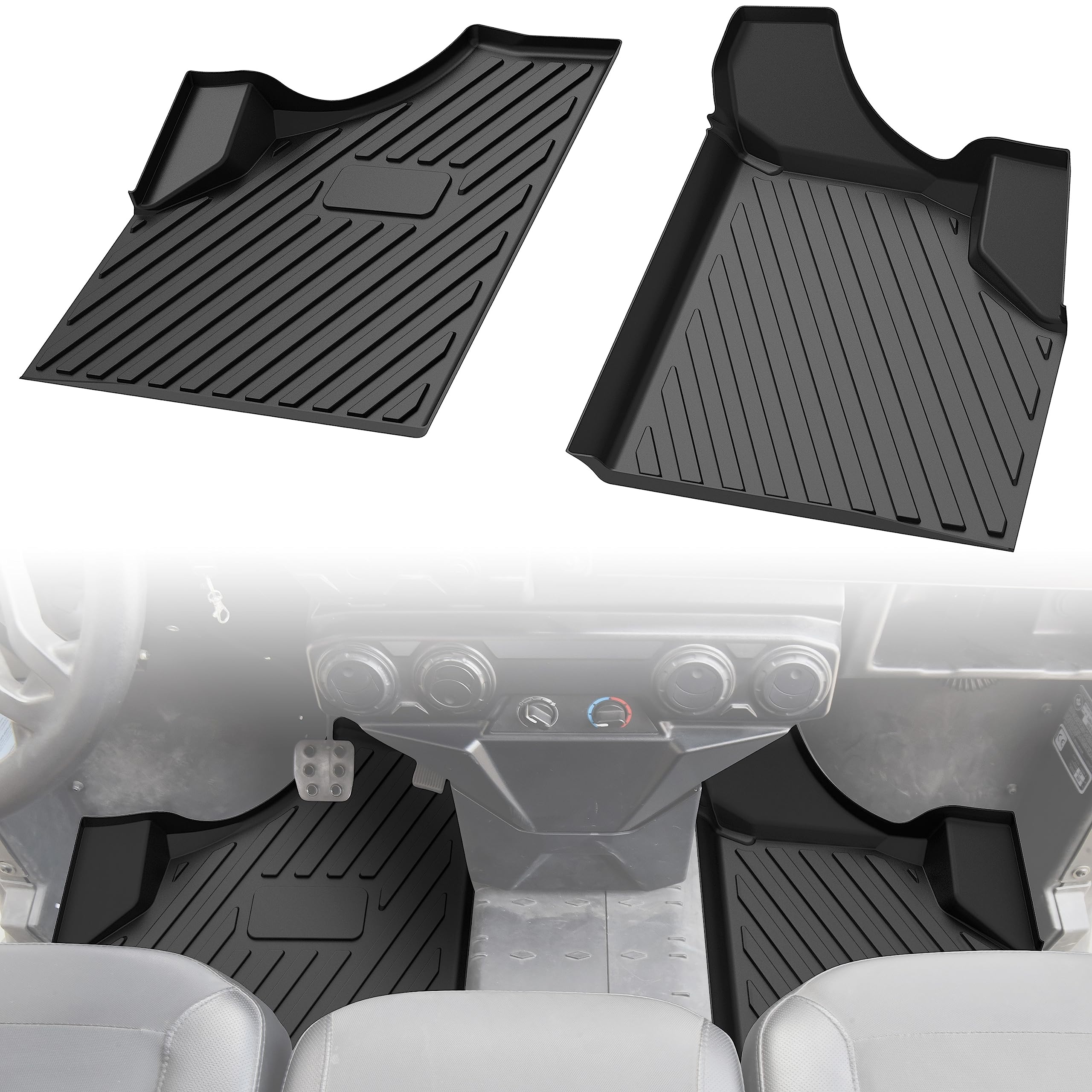 SAUTVS Floor Mats for Can Am Defender, TPE Front Row Floor Liners All Weather Protection Slush Mats for Can-Am Defender Defender MAX HD5 HD8 HD10