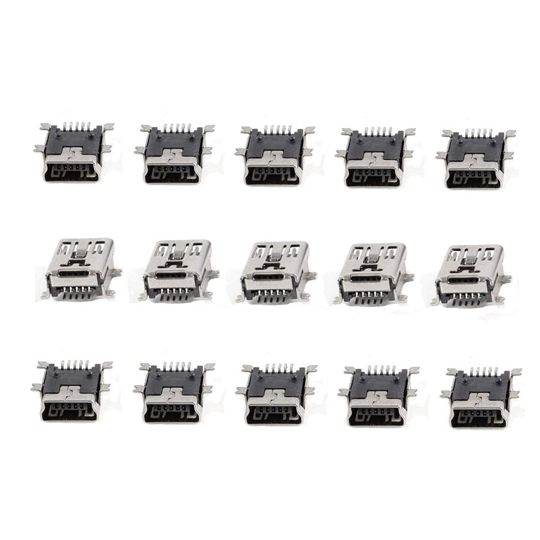 GDQLCNXB 15 Pcs Mini USB Type B Female Port 5-Pin 180 Degree SMD SMT PCB Jack Socket