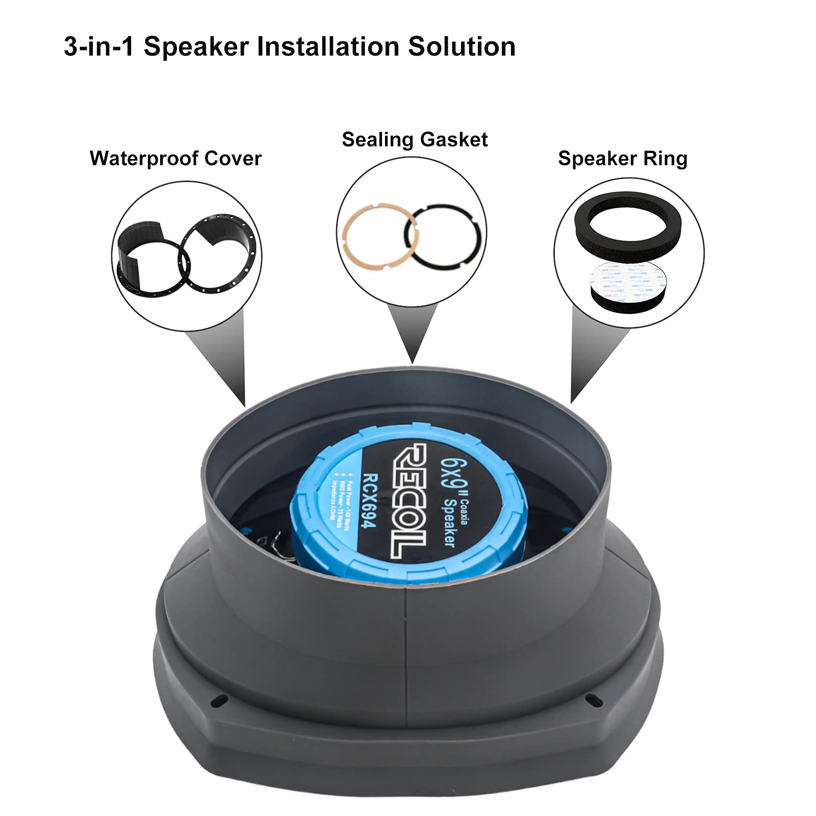 RECOIL Recoil SPB69 Foldable Silicone 6X9 Car Speaker Baffle Kits with Foam for Sound Quality and Protection One Pair - View 2 of 7