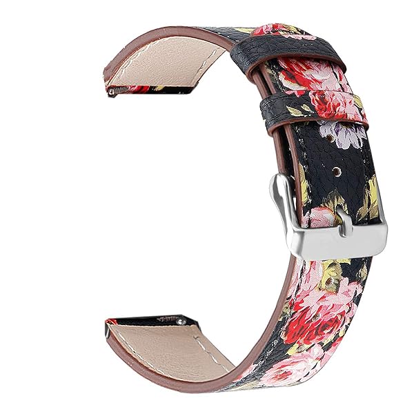 E ECSEM E ECSEM Floral Leather Watch Strap for Popglory P22 Compatible Bands for Women and Men Replacement Wristbands Flower-Pink Accessory - View 7 of 7