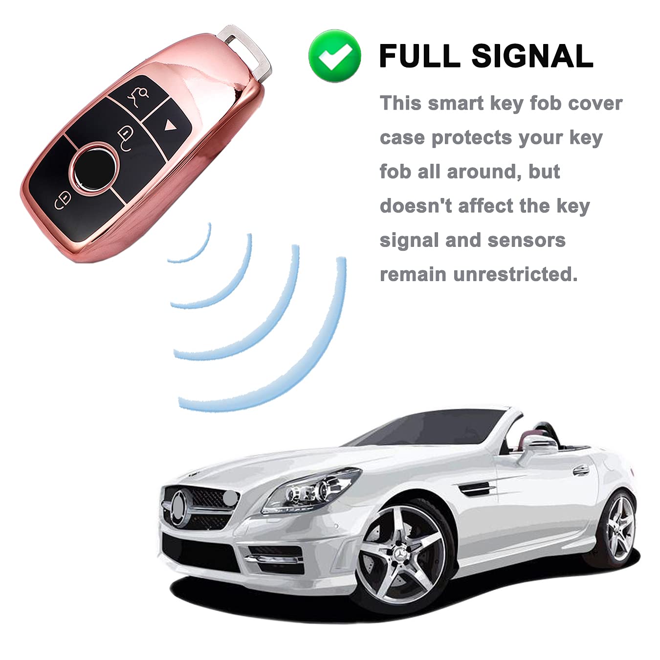 Muxkenper Muxkenper for Mercedes Benz key fob cover Soft TPU Remote Key Case Protector Fits for Mercedes Benz A-Class C-Class S-Class E-Class G-Class 2019 2020 - View 2 of 4