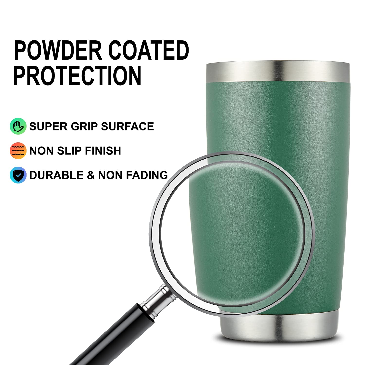 COMOOO 20oz 8 Pack Double Wall Vacuum Insulated Coffee Travel Mug Stainless Steel Tumbler with Lid and Straw for Hot and Cold Drinks - View 5 of 7