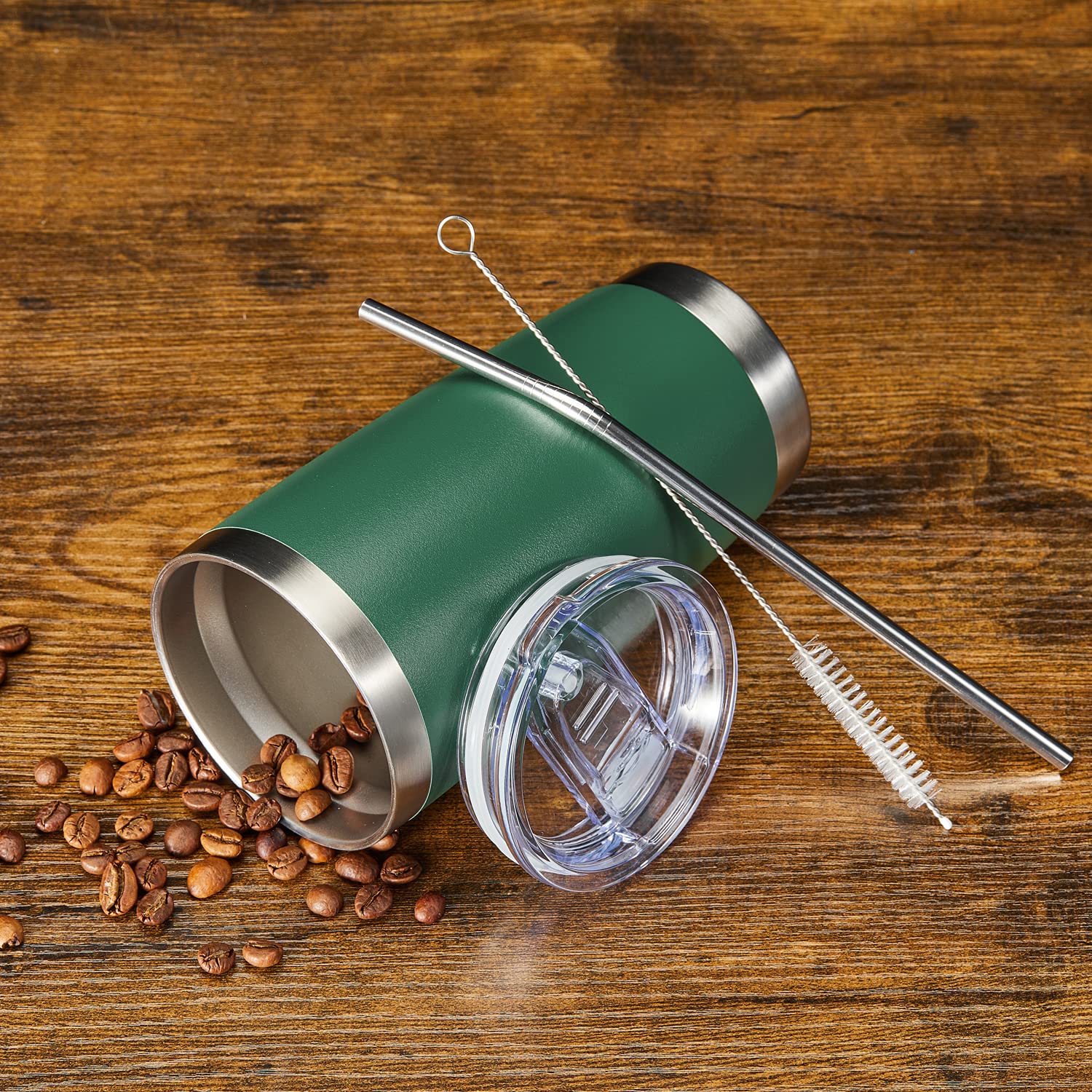 COMOOO 20oz 8 Pack Double Wall Vacuum Insulated Coffee Travel Mug Stainless Steel Tumbler with Lid and Straw for Hot and Cold Drinks - View 6 of 7