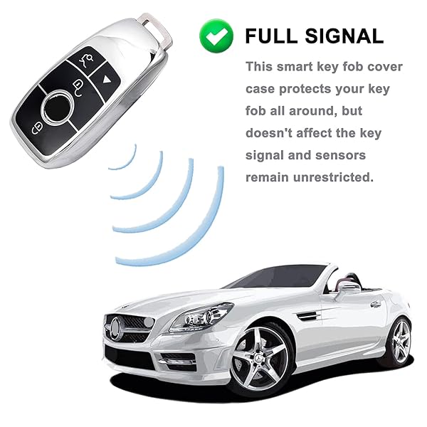 Muxkenper Muxkenper TPU Key Fob Cover Case for Mercedes Benz E-Class S-Class A-Class C-Class G-Class 2017-2021 Silver Remote Holder Accessories - View 3 of 3