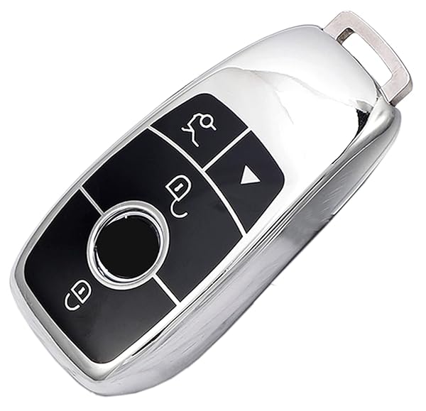 Muxkenper Muxkenper TPU Key Fob Cover Case for Mercedes Benz E-Class S-Class A-Class C-Class G-Class 2017-2021 Silver Remote Holder Accessories - View 2 of 3