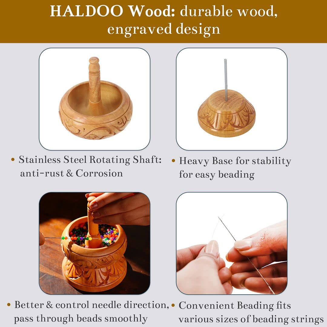 SHOP LC DELIVERING JOY Clay Seed Bead Spinner Kit for Jewelry Making with Big Eye Beading Needle and 3 Meter Wire - Necklaces Bracelets Makers Wooden Crafting - Birthday - View 5 of 6