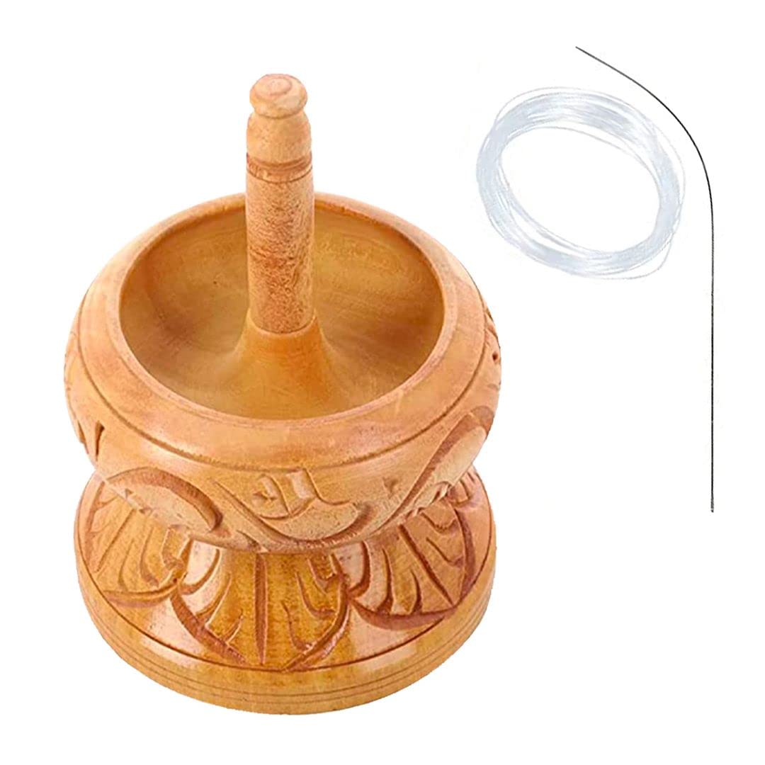 Clay Seed Bead Spinner Kit for Jewelry Making with Big Eye Beading Needle and 3 Meter Wire - Necklaces Bracelets Makers Wooden Crafting - Birthday