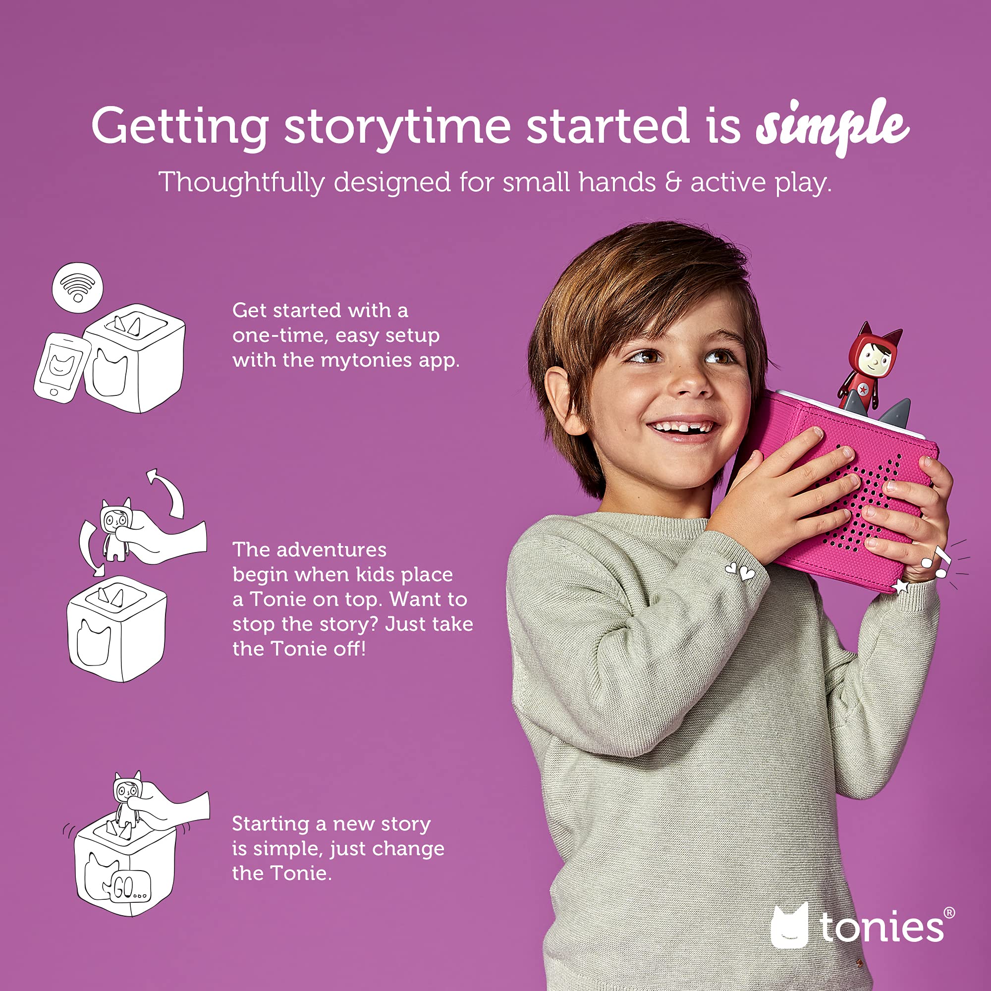 Tonies Toniebox Audio Player Starter Set with Playtime Puppy for Kids - Purple Huggable Learning and Fun - View 4 of 9