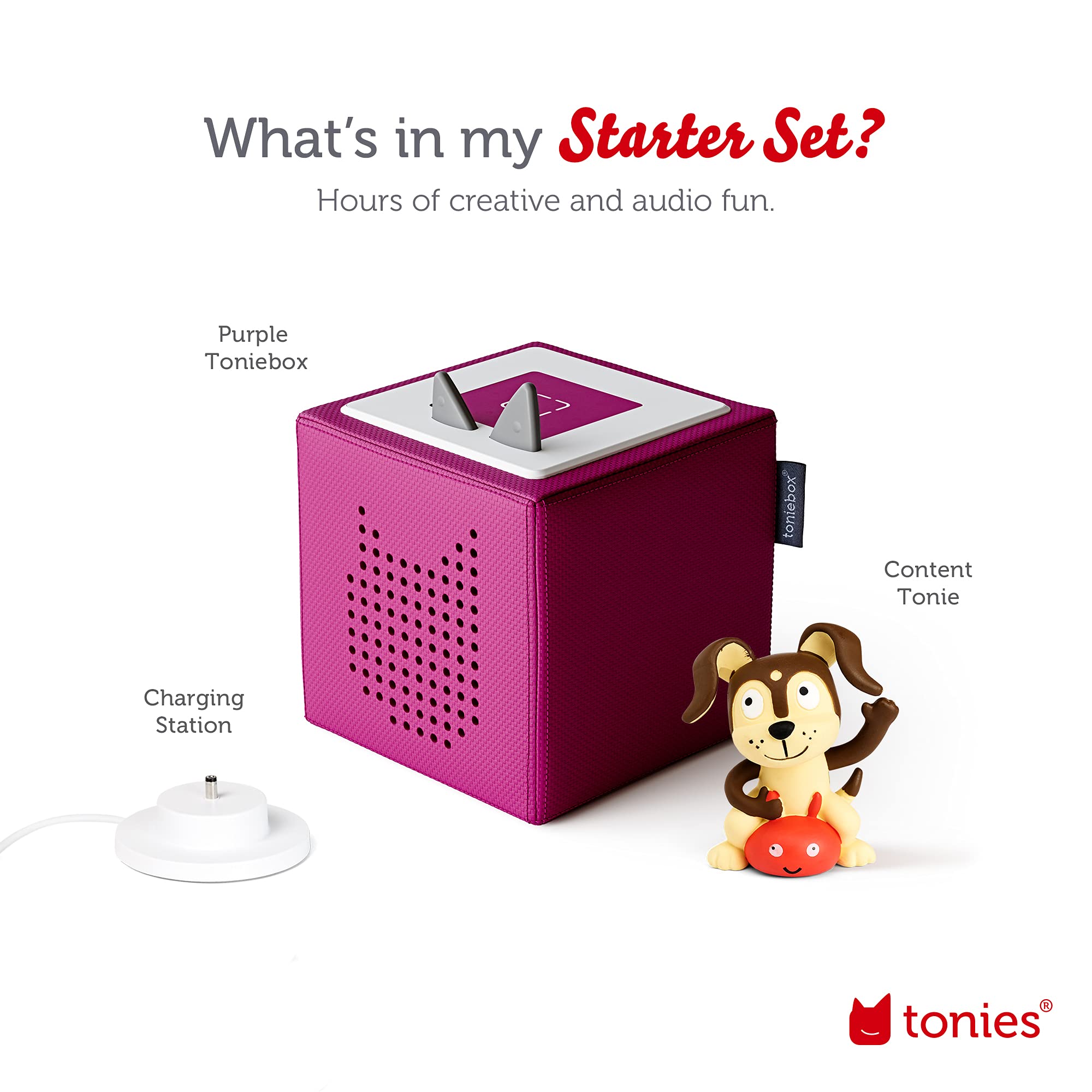 Tonies Toniebox Audio Player Starter Set with Playtime Puppy for Kids - Purple Huggable Learning and Fun - View 5 of 9