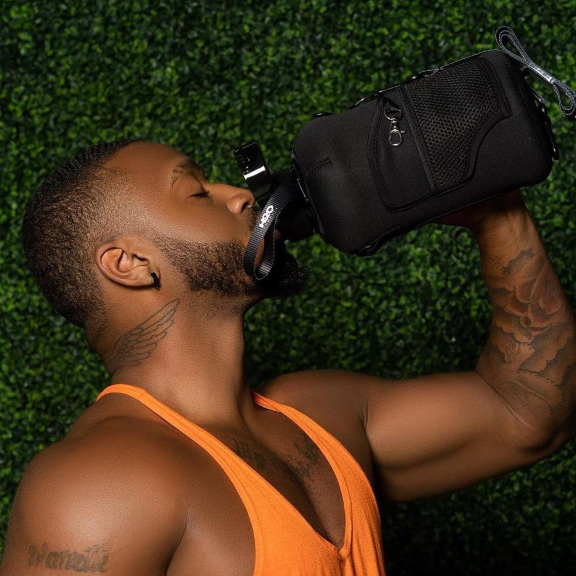 H2O Capsule H2O Capsule 2.2L Half Gallon Water Bottle BPA Free with Storage Sleeve and Straw Large Reusable Drink Container Jet Black - View 6 of 8