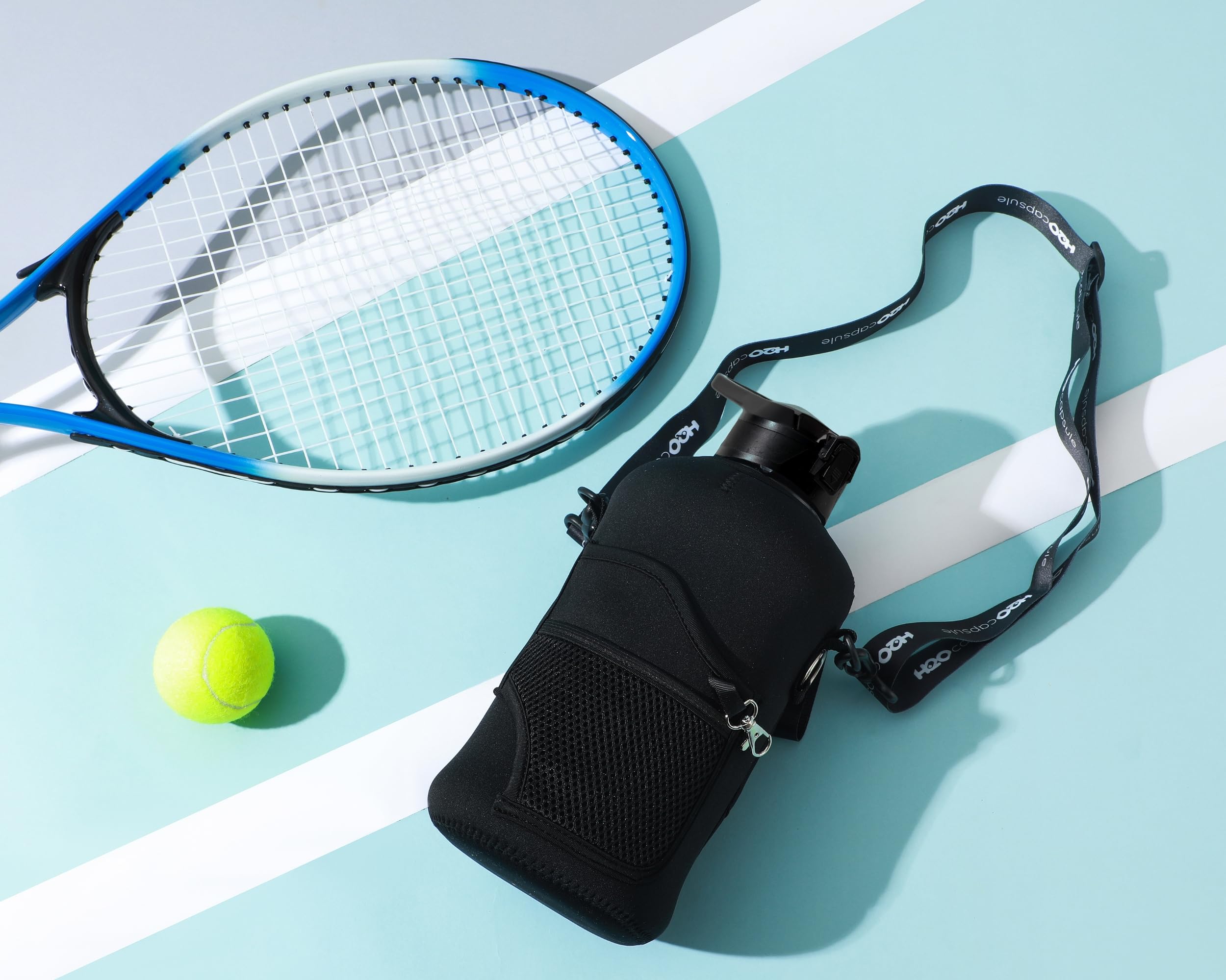 H2O Capsule H2O Capsule 2.2L Half Gallon Water Bottle BPA Free with Storage Sleeve and Straw Large Reusable Drink Container Jet Black - View 7 of 8