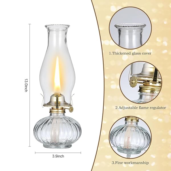 DNRVK DNRVK Large Glass Kerosene Oil Lamp Vintage Indoor Lantern for Home Decor and Lighting - View 3 of 7