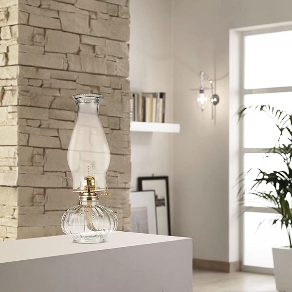 DNRVK DNRVK Large Glass Kerosene Oil Lamp Vintage Indoor Lantern for Home Decor and Lighting - View 4 of 7